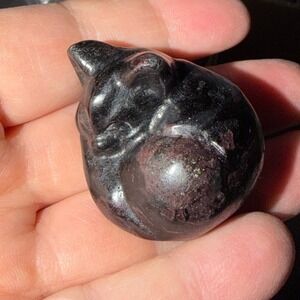 Hand Carved flame Stone Cat Figurine‎ Sleeping Cat Kitten Sculpture